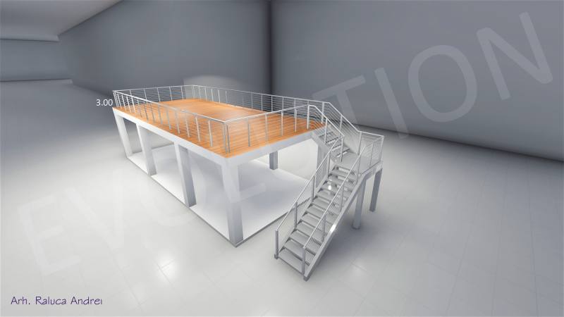 Stand cu etaj modul 5m x 11m 1 Stand cu etaj modul 5m x 11m