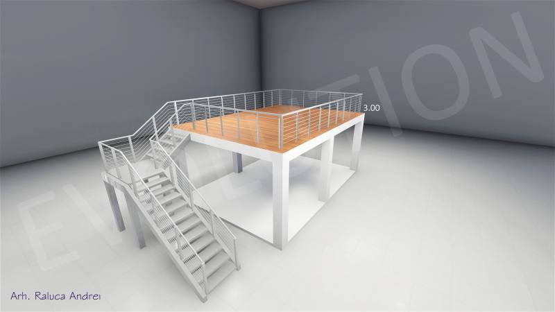 Stand cu etaj modul 5m x 7m 1 Stand cu etaj modul 5m x 7m